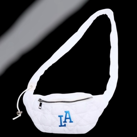 LA Team Handbags - LA Puffer Fanny Bag BNWT with beautiful blue & white embroidery on it!